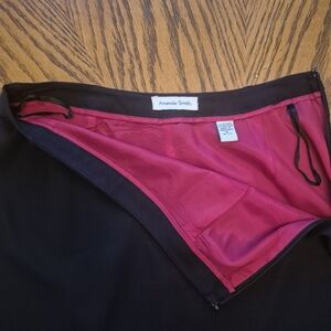Amanda Smith Black Pencil Skirt with Pink Lining